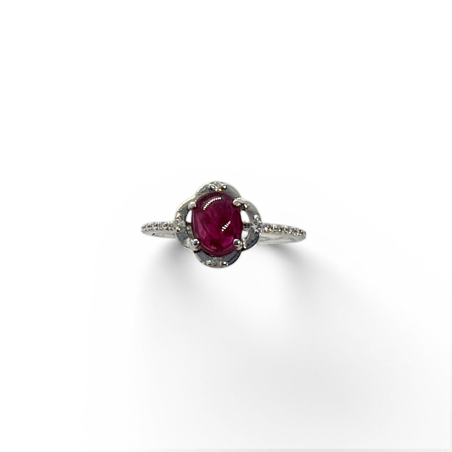 14kw Cabochon Ruby and Diamond Ring