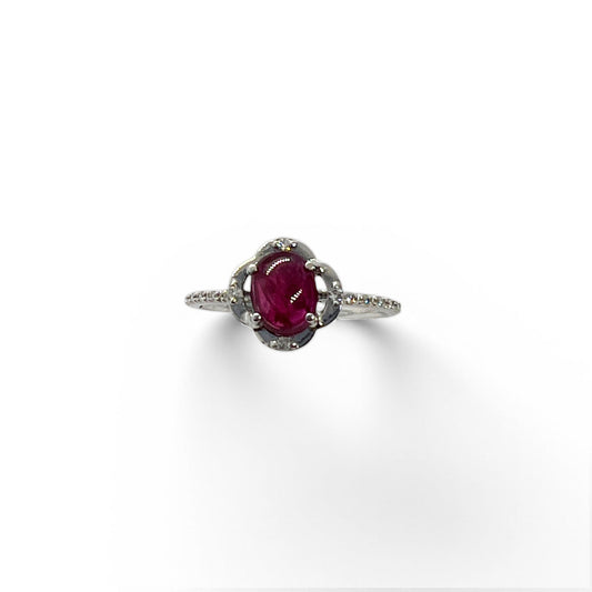 14kw Cabochon Ruby and Diamond Ring