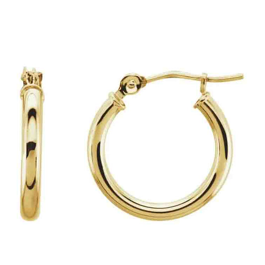 14K Gold Tube Hoop Earrings 2mm