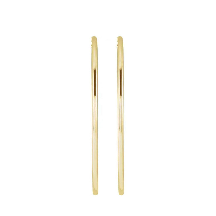 14K Gold Tube Hoop Earrings 2mm