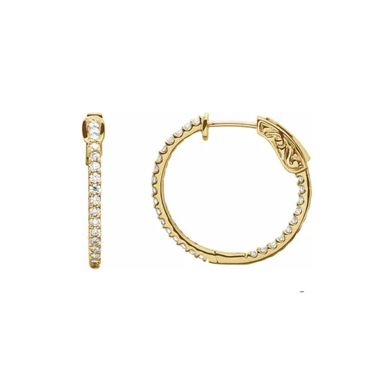 14ky  Diamond Hoop Earring 3/4ctw 23mm