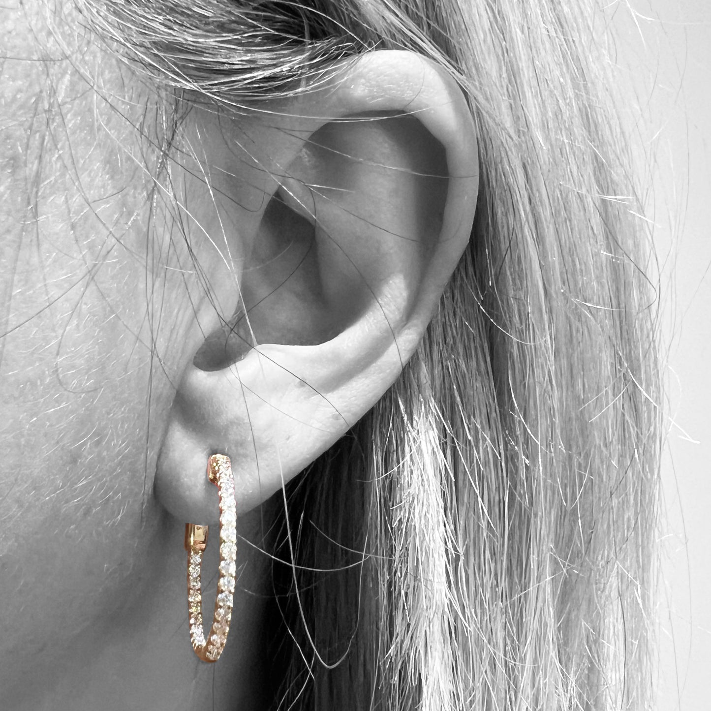 14ky  Diamond Hoop Earring 3/4ctw 23mm
