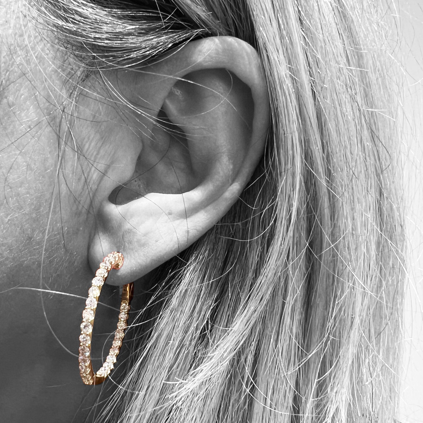 14ky  Diamond Hoop Earring 2ctw 29.5mm