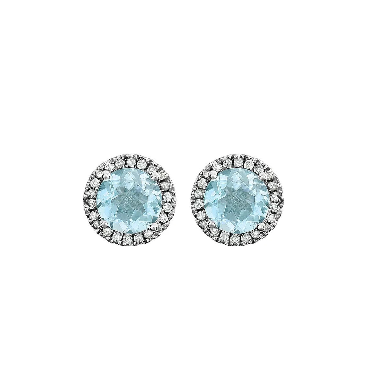 14kw Blue Topaz and Diamond Stud Earrings