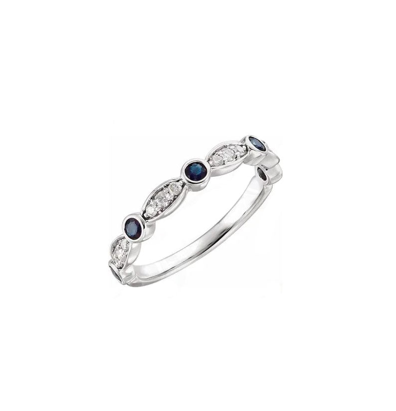 14kw Blue Sapphire and Diamond Anniversary Ring
