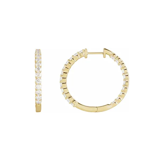 14ky  Diamond Hoop Earring 2ctw 29.5mm