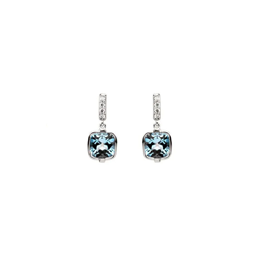 14kw Blue Topaz and Diamond Earrings