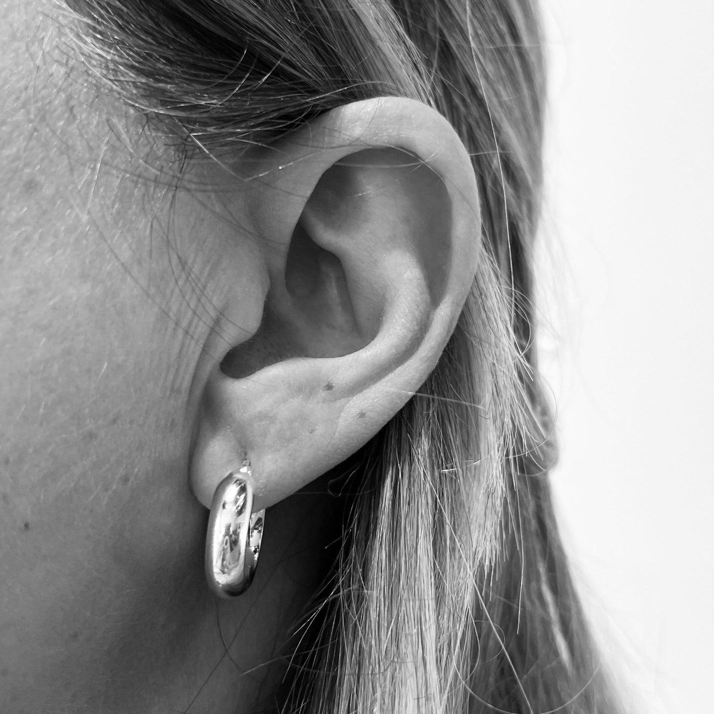 Wide Silver Hoop Earrings 17mm