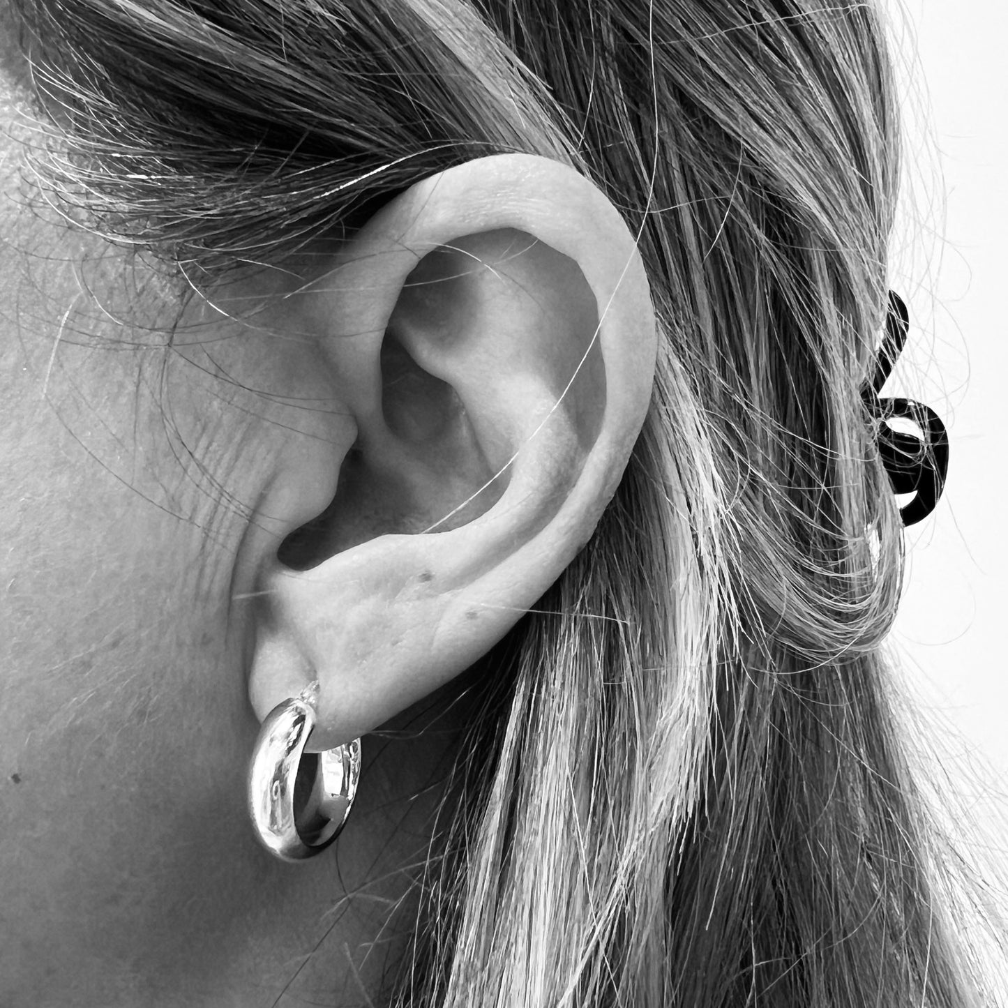 Wide Silver Hoop Earrings 17mm