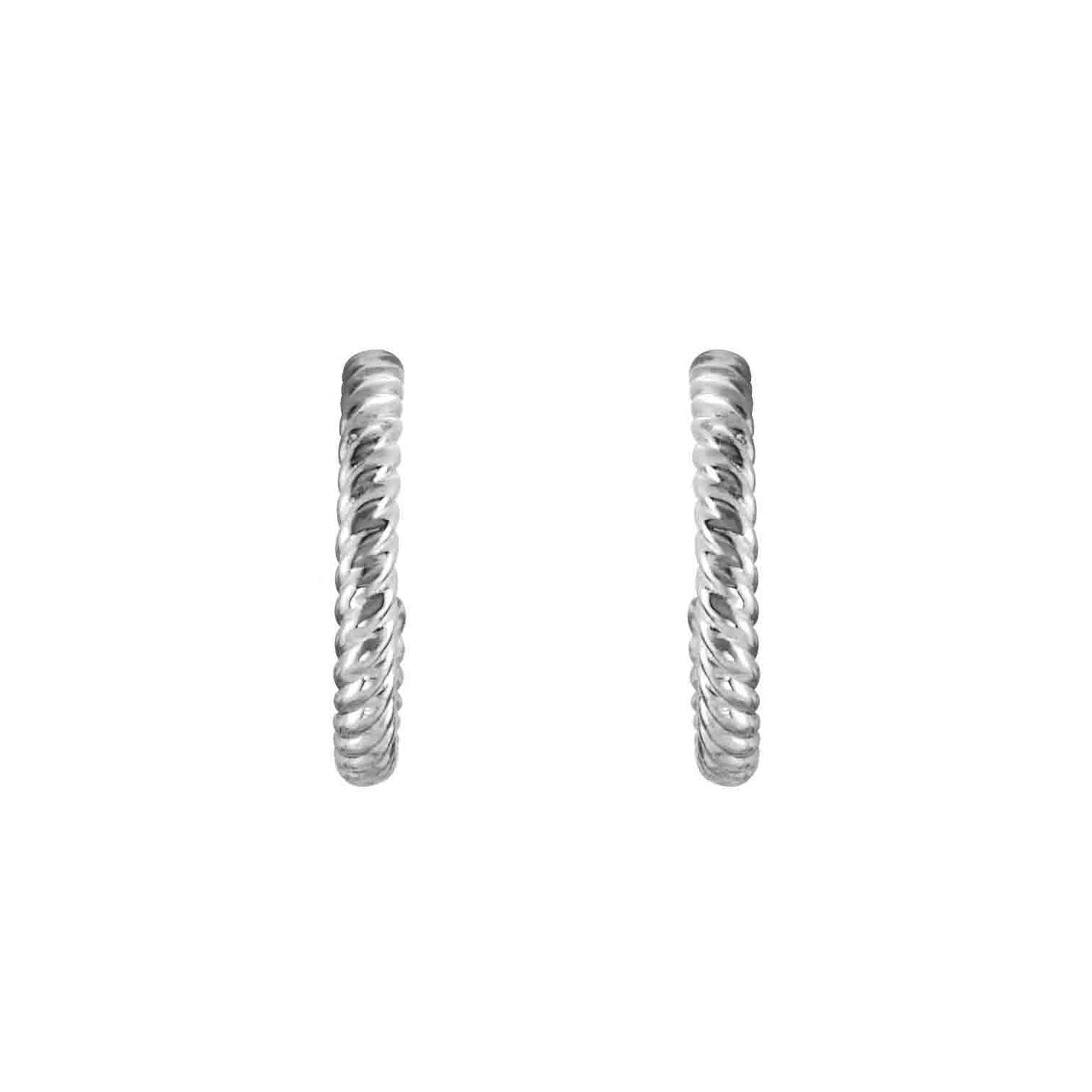 Silver Rope Hoop Earrings 12mm