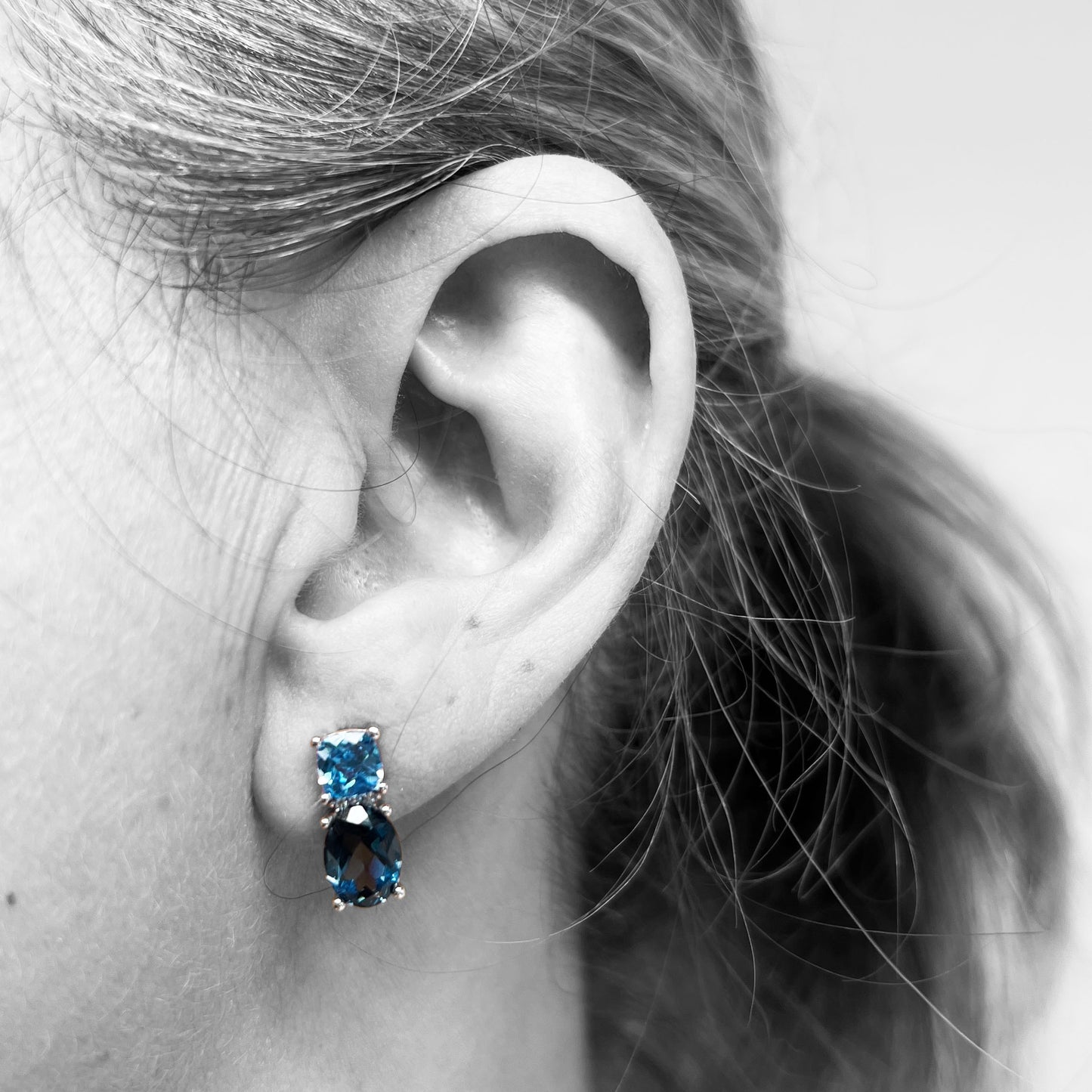 14kw Blue Topaz Earrings