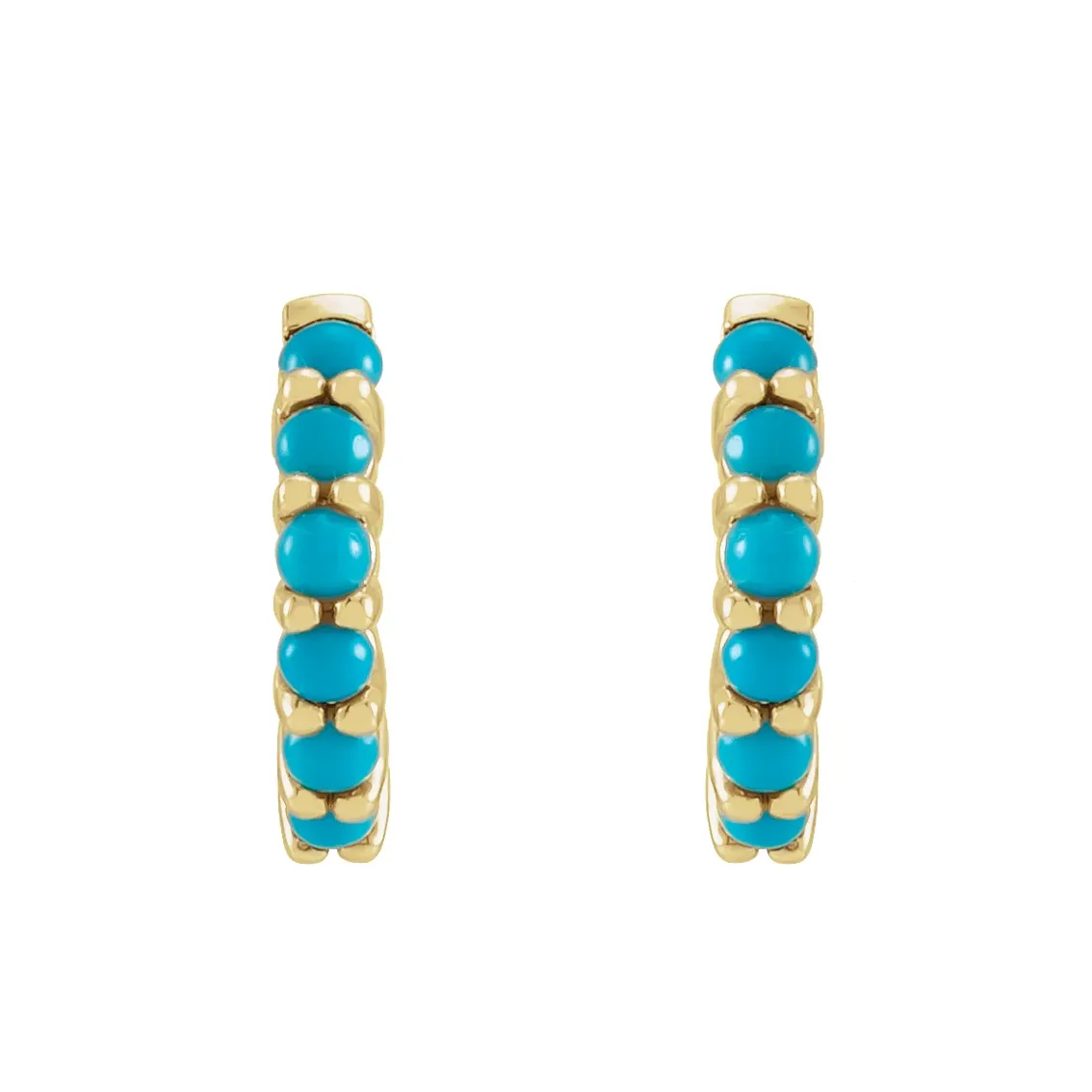 14ky Small Turquoise Hoop Earrings