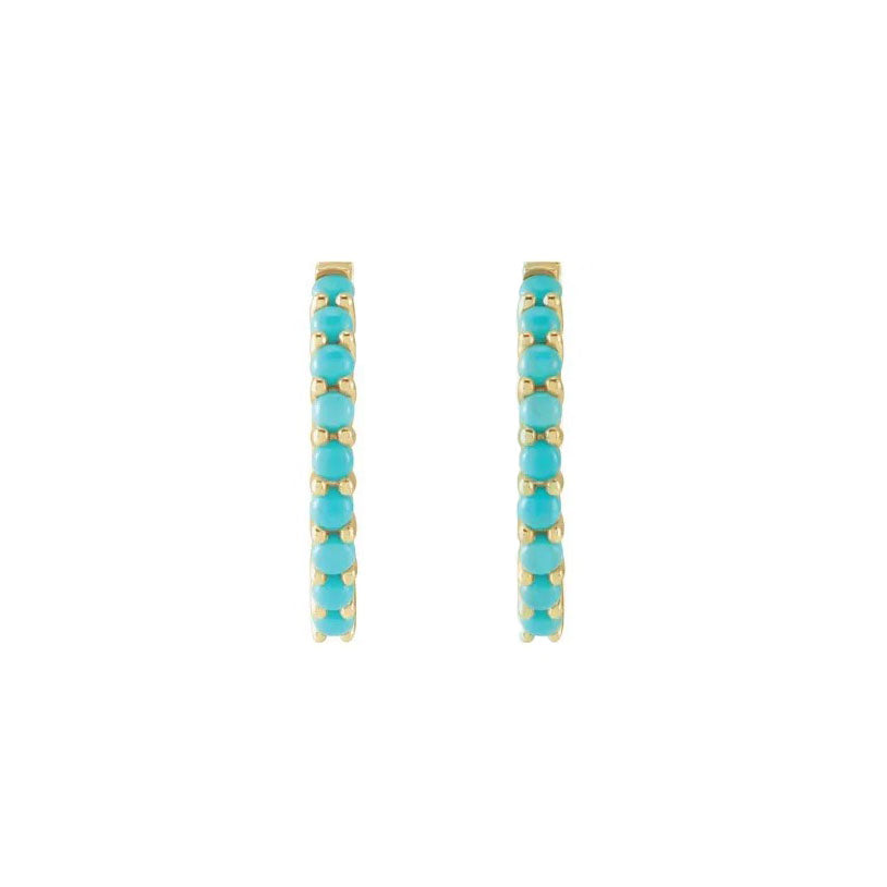 14ky Turquoise Hoop Earrings