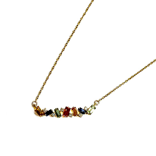 18ky Rainbow Sapphires Necklace