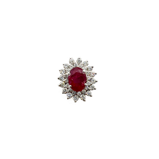 18kw Ruby & Diamond Halo Pendant