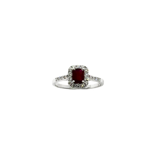 18kw Ruby and Diamond Halo Ring