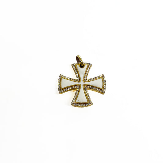 14ky Enamel and Diamond Cross