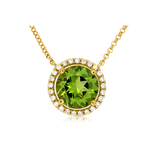 14ky Peridot and Diamond Necklace
