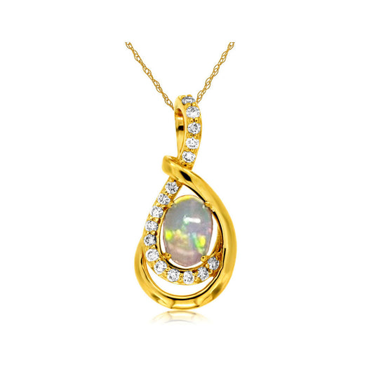 14ky Opal and Diamond Necklace