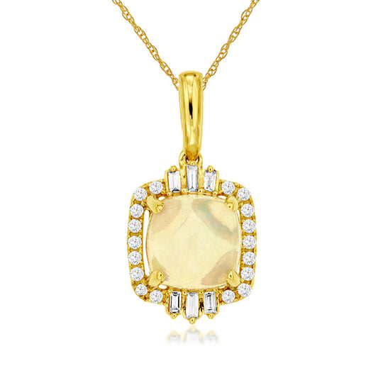 14ky Opal and Diamond Necklace
