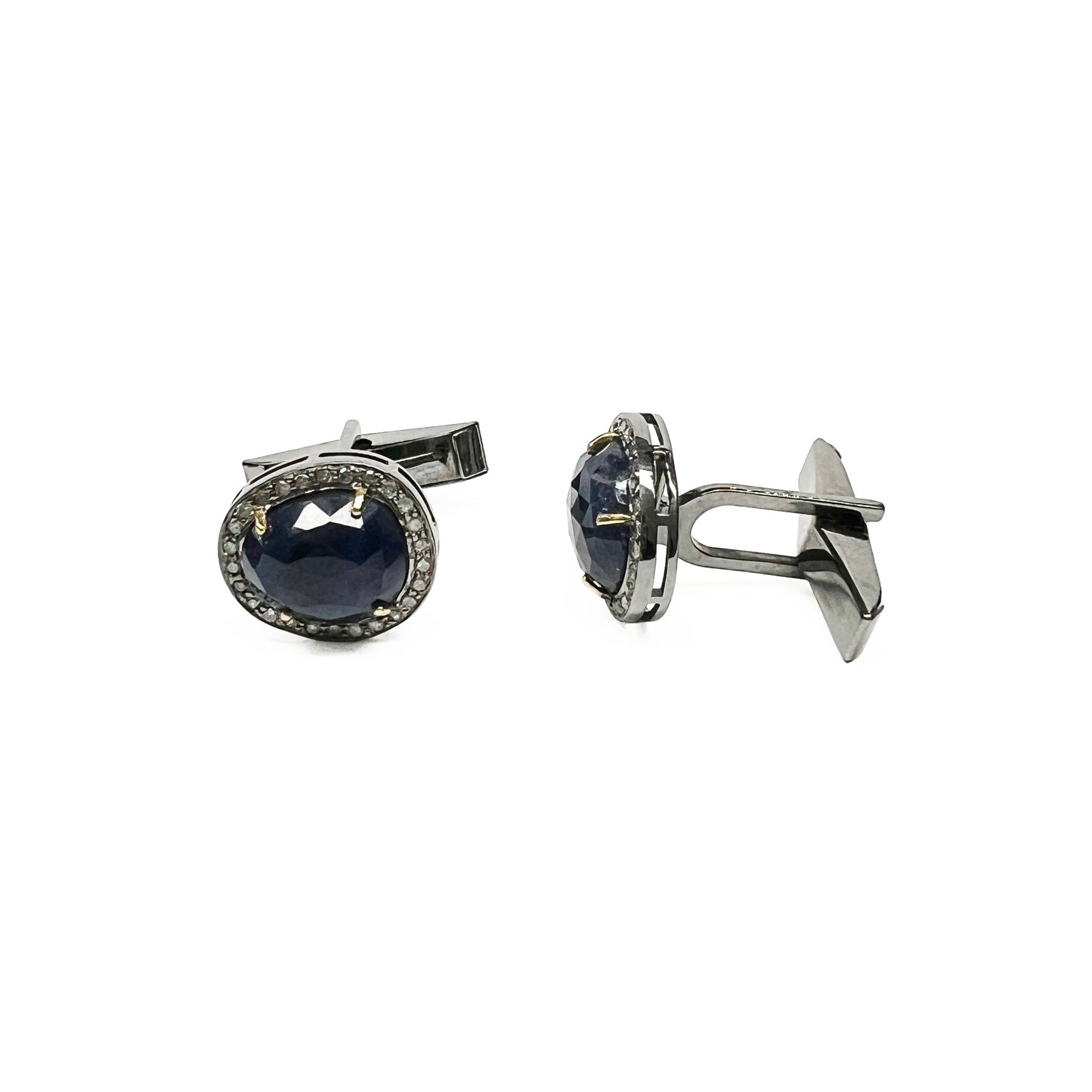 Silver Diamond and Sapphire Cufflinks