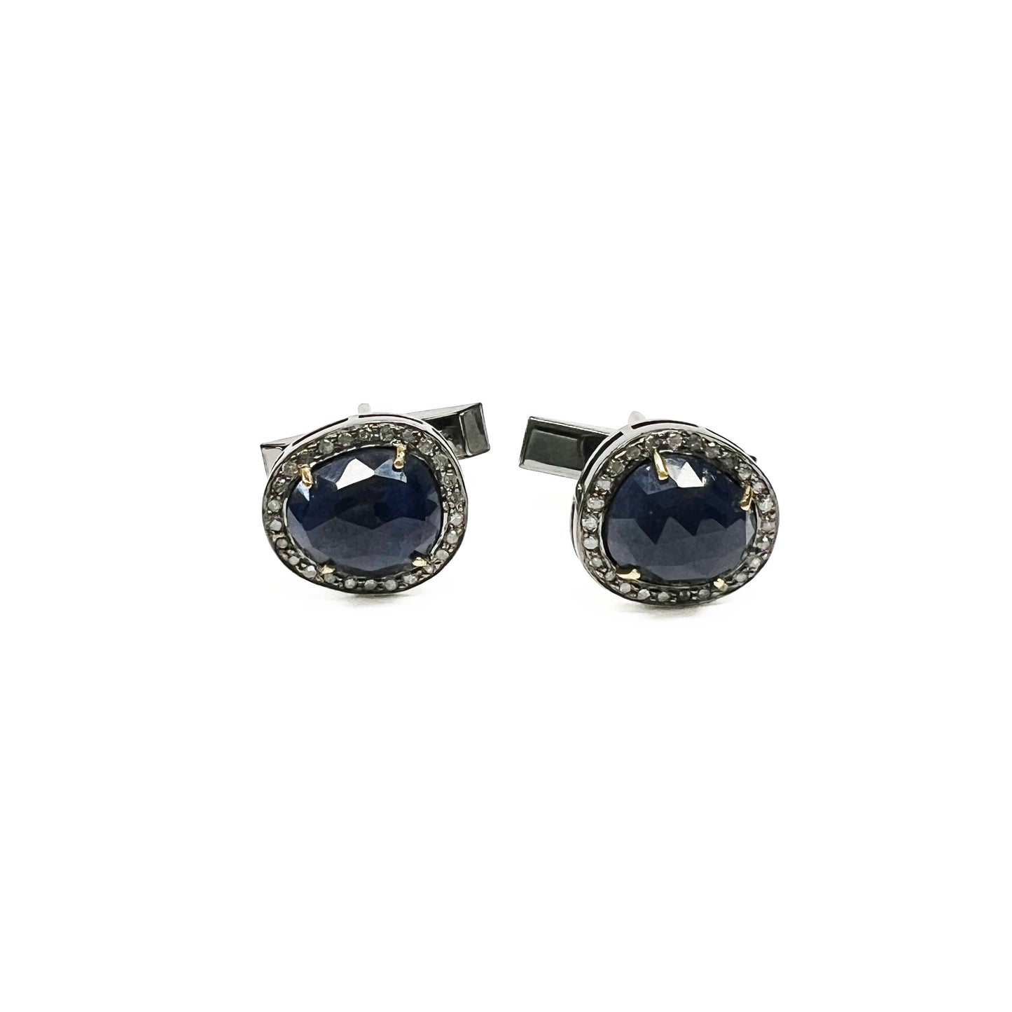 Silver Diamond and Sapphire Cufflinks