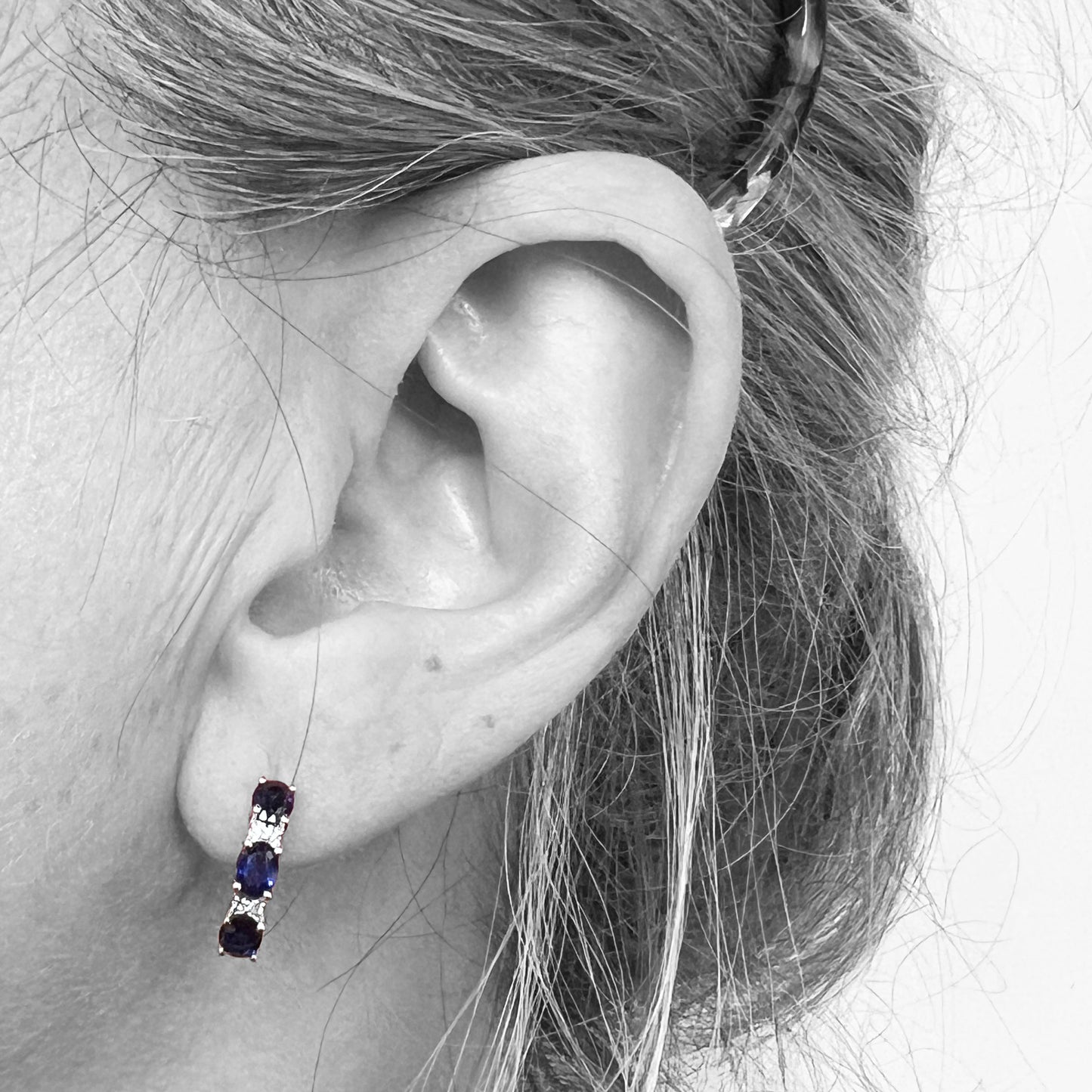 14kw Sapphire and DIamonds Huggies Earrings