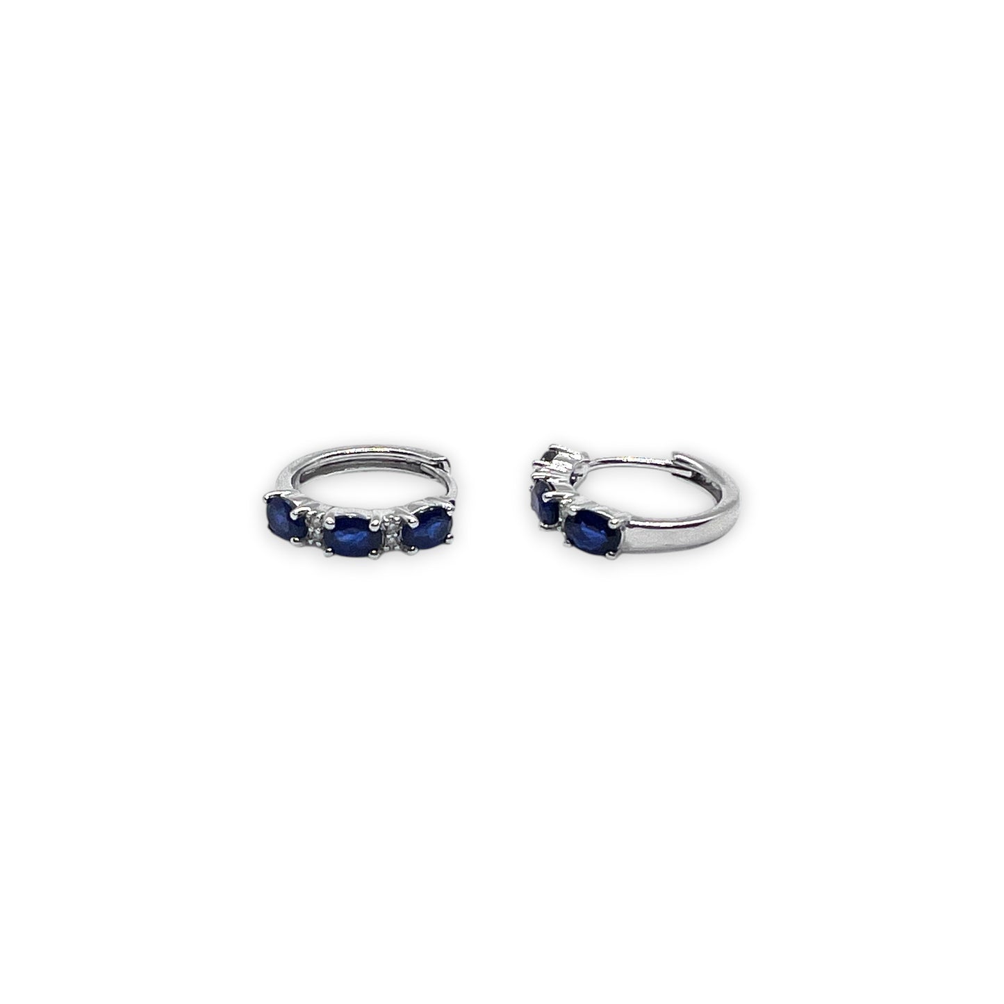 14kw Sapphire and DIamonds Huggies Earrings