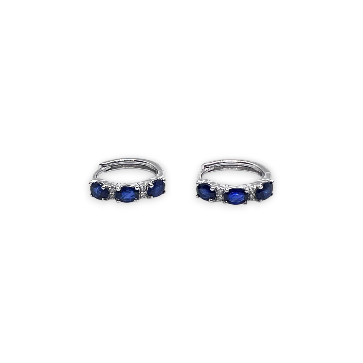 14kw Sapphire and DIamonds Huggies Earrings