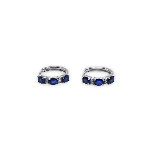 14kw Sapphire and DIamonds Huggies Earrings