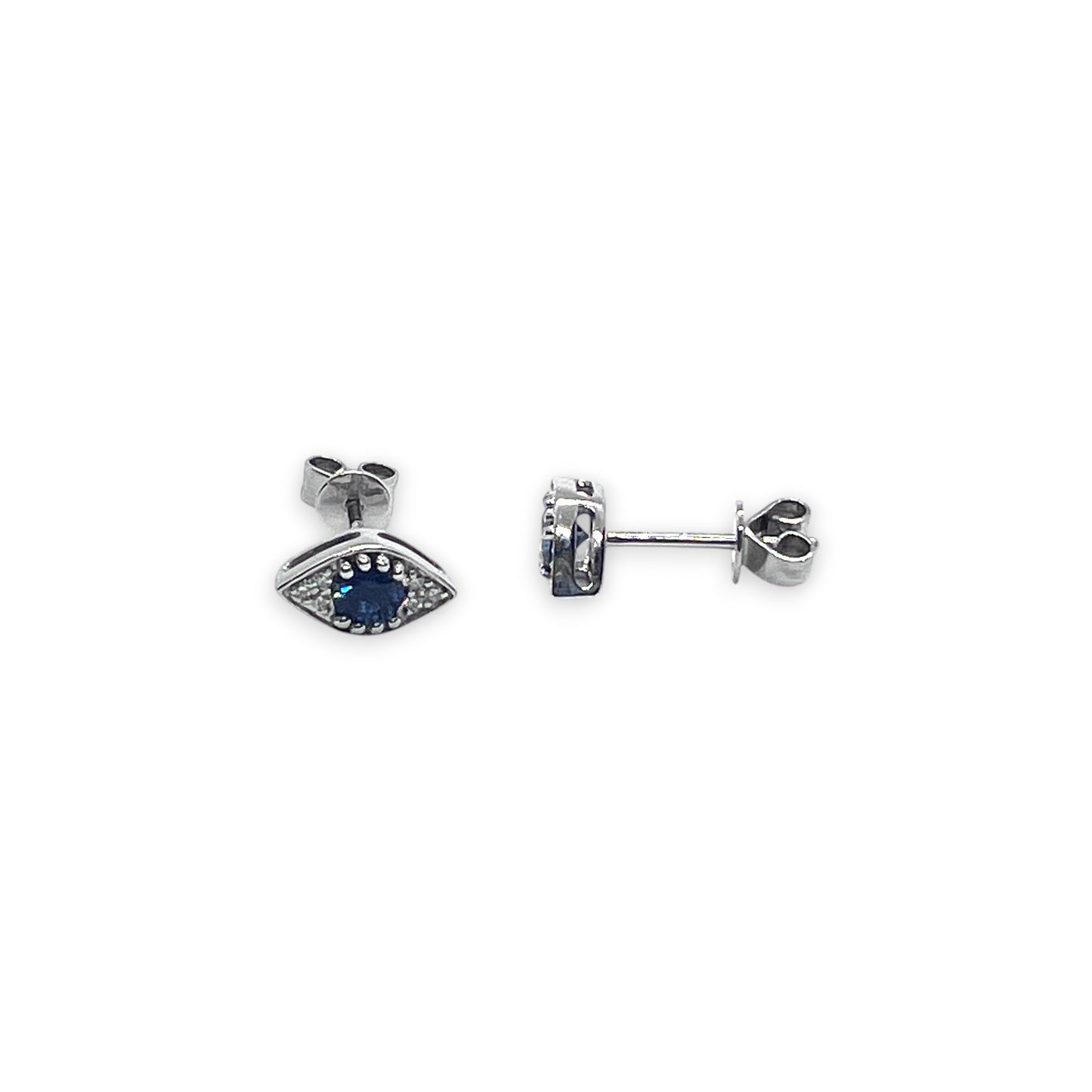 14kw Sapphire and DIamonds Evil Eye Earrings