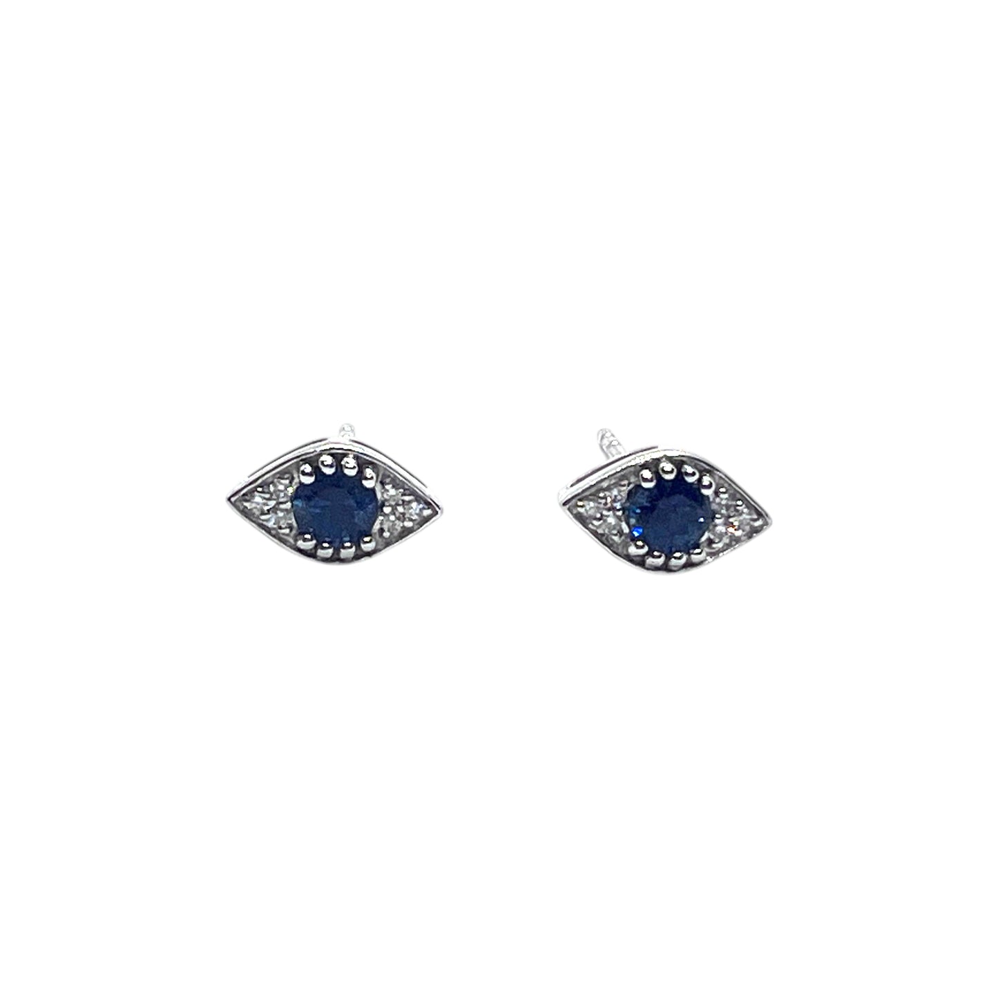 14kw Sapphire and DIamonds Evil Eye Earrings
