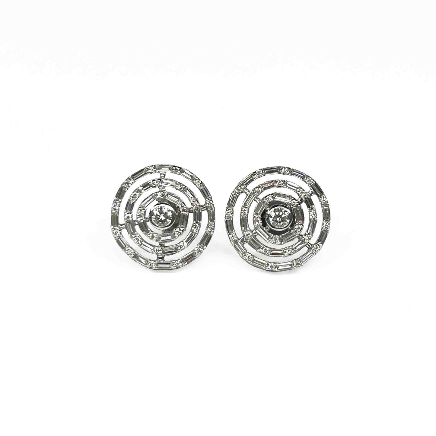 18kw diamond target earrings