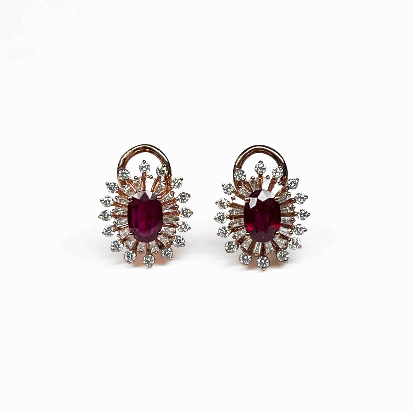 18kr Ruby & Diamond  Earrings