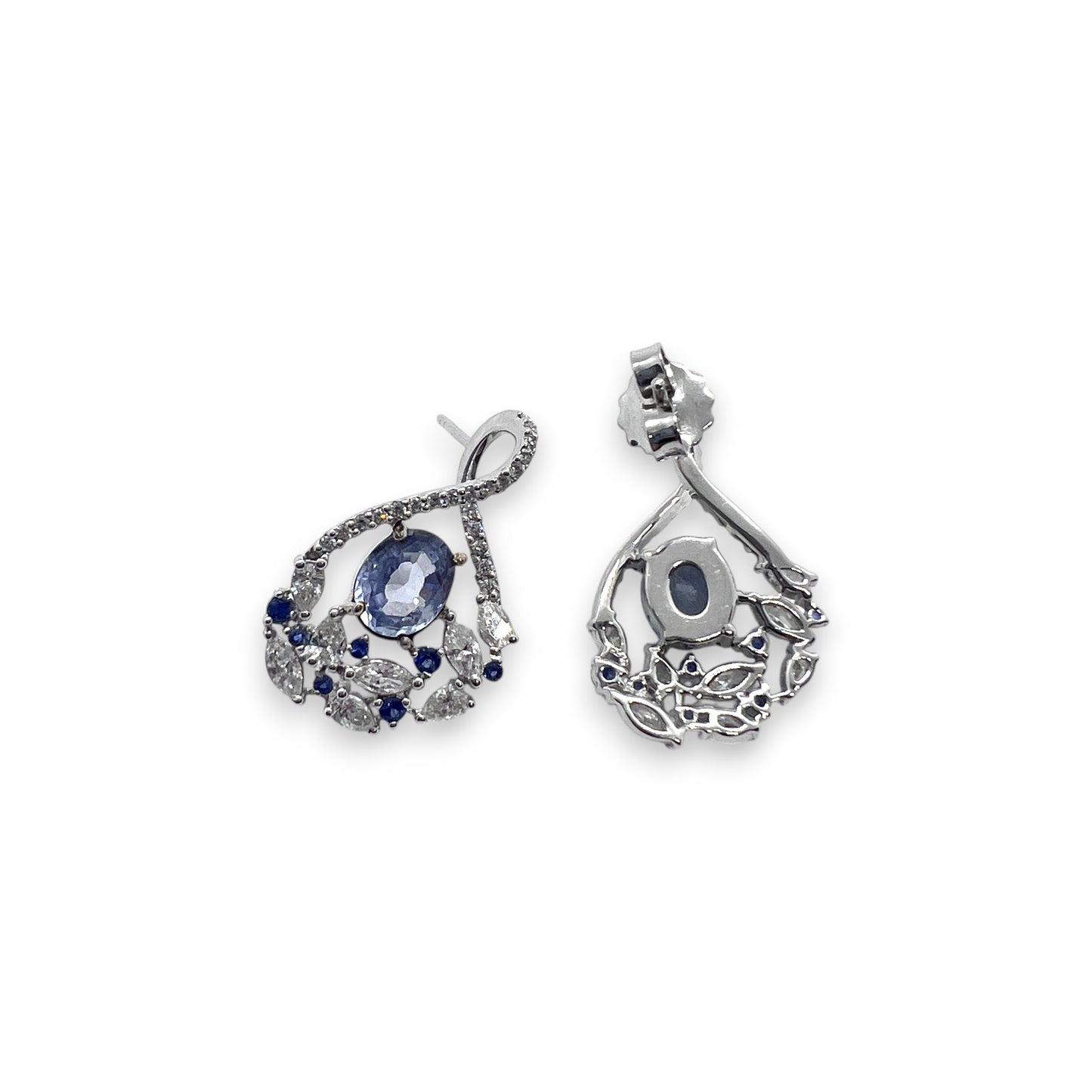 18kw Blue Sapphire and Diamond Earrings