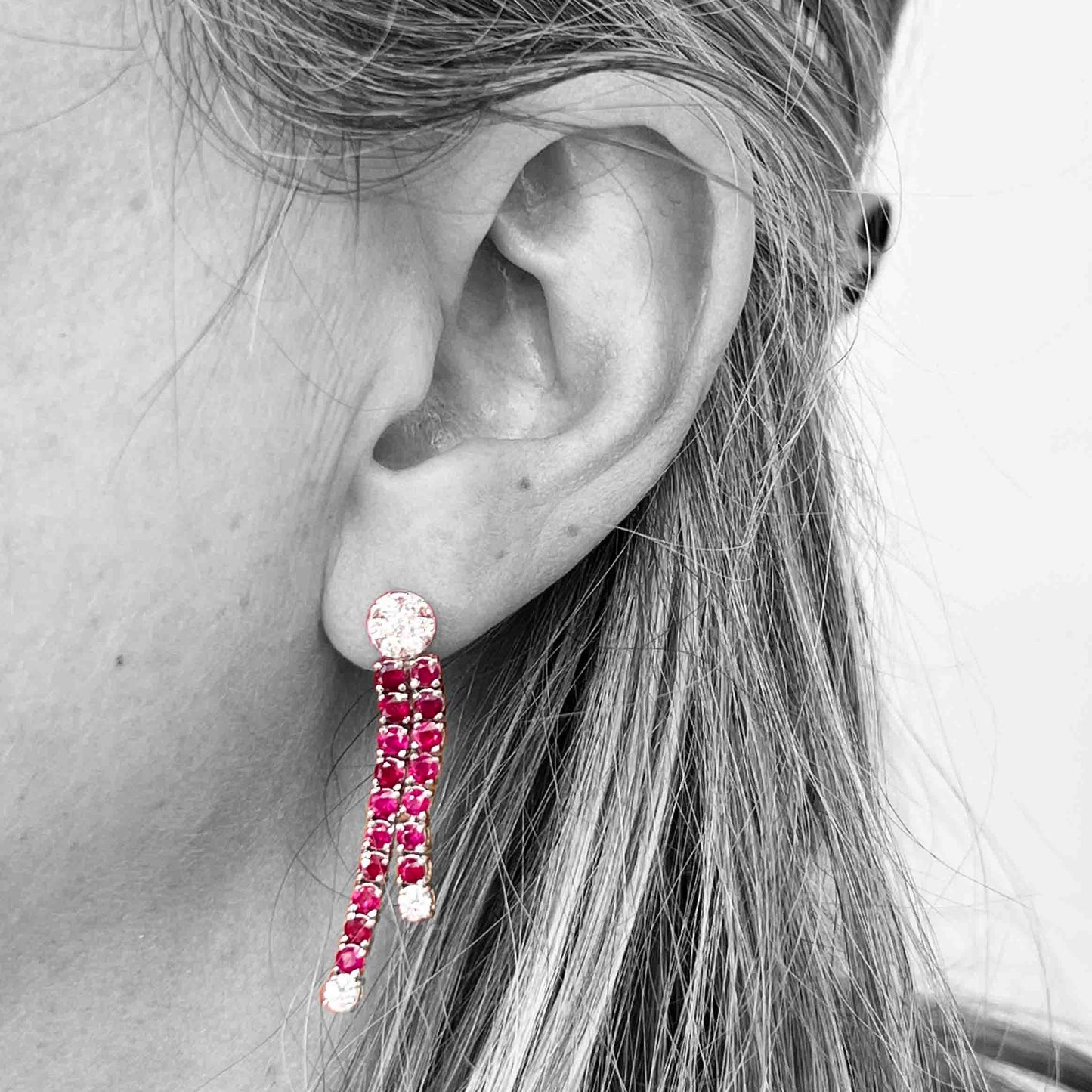 18kw Ruby & Diamond Earrings