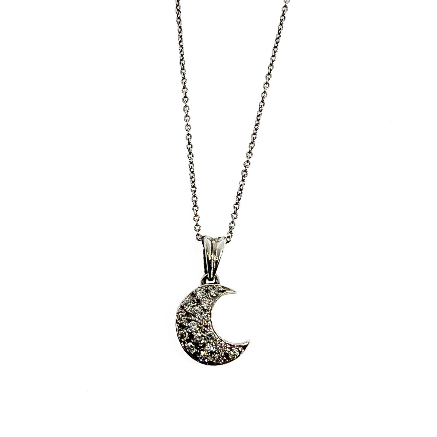 14kw Diamond Moon Necklace