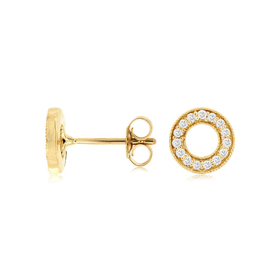 14ky Diamond Circle Stud Earrings