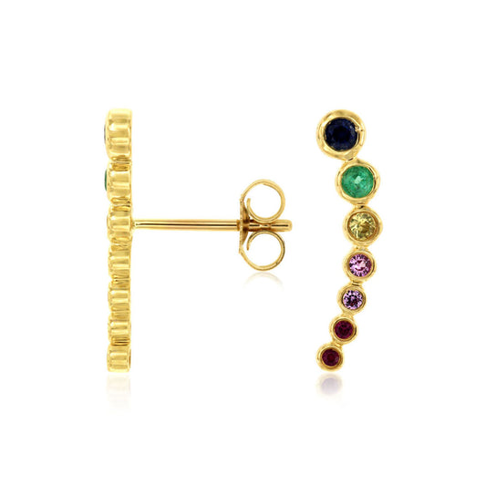 14ky Rainbow Sapphires Stud Earrings