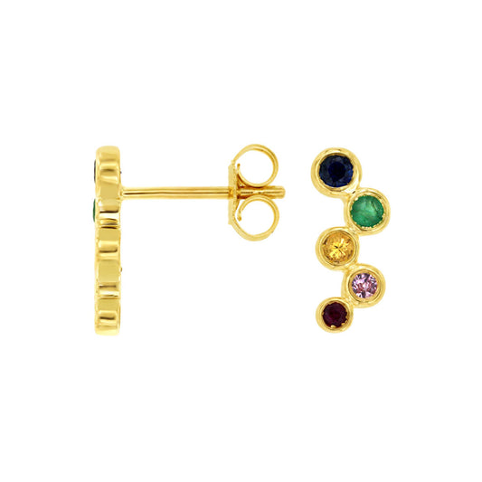 14ky Rainbow Sapphires Stud Earrings