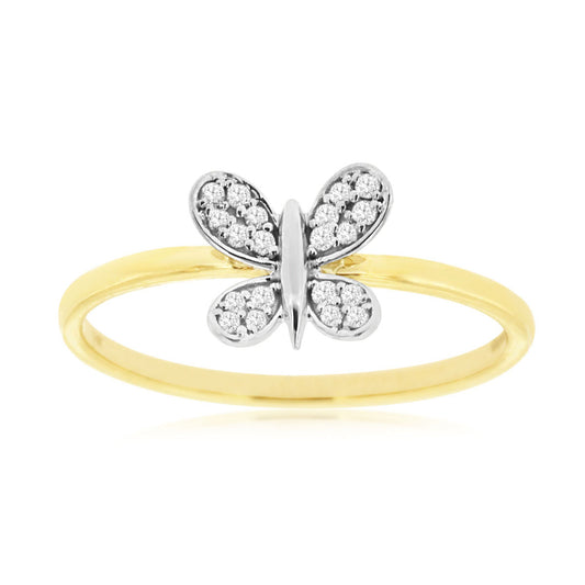 14ky Diamond Butterfly Ring