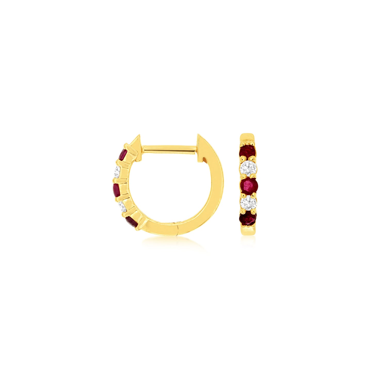 14ky Ruby and Diamond Hoop Earrings
