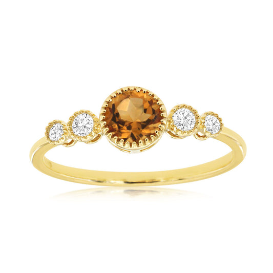14ky Citrine and Diamond Ring