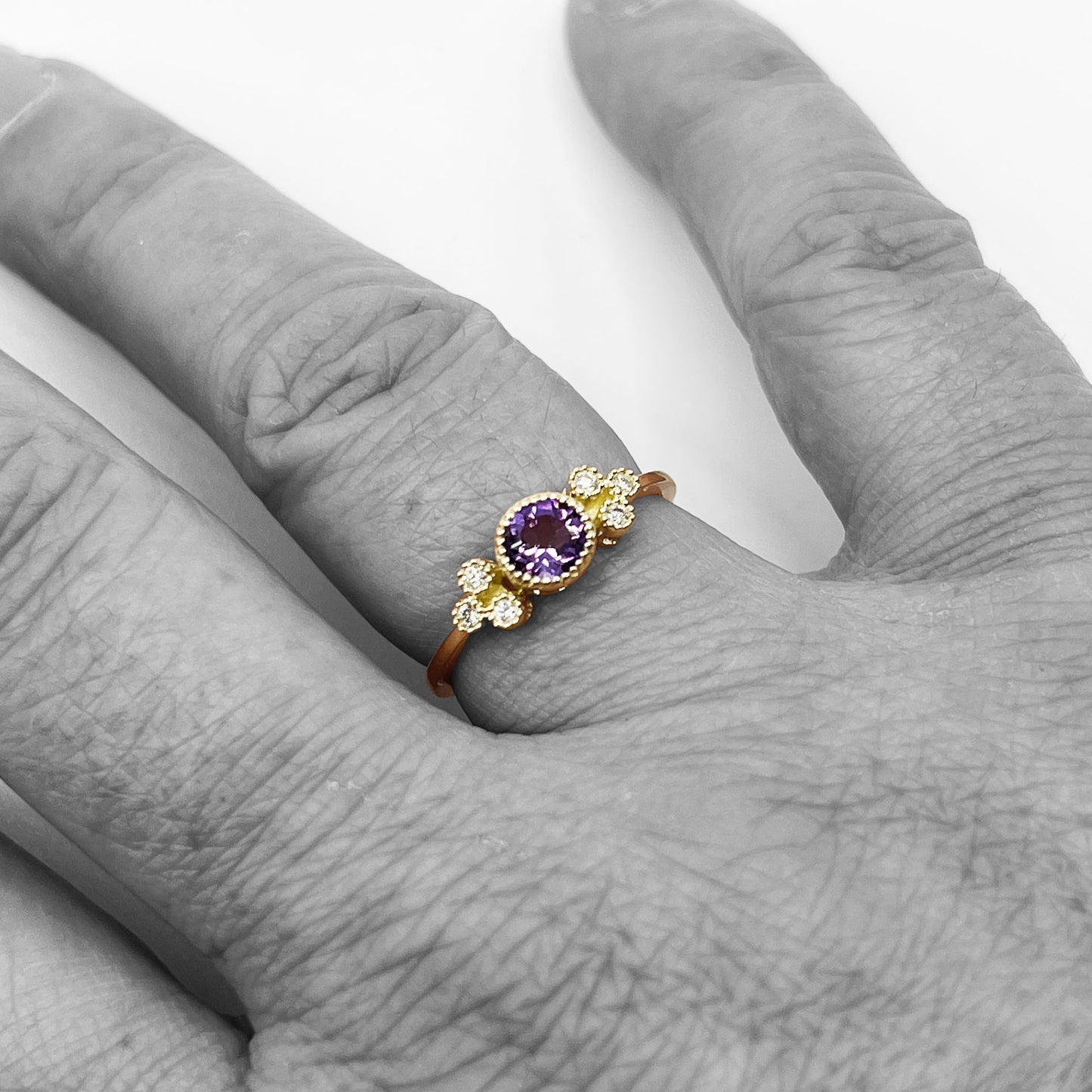 14ky Amethyst and Diamond Ring