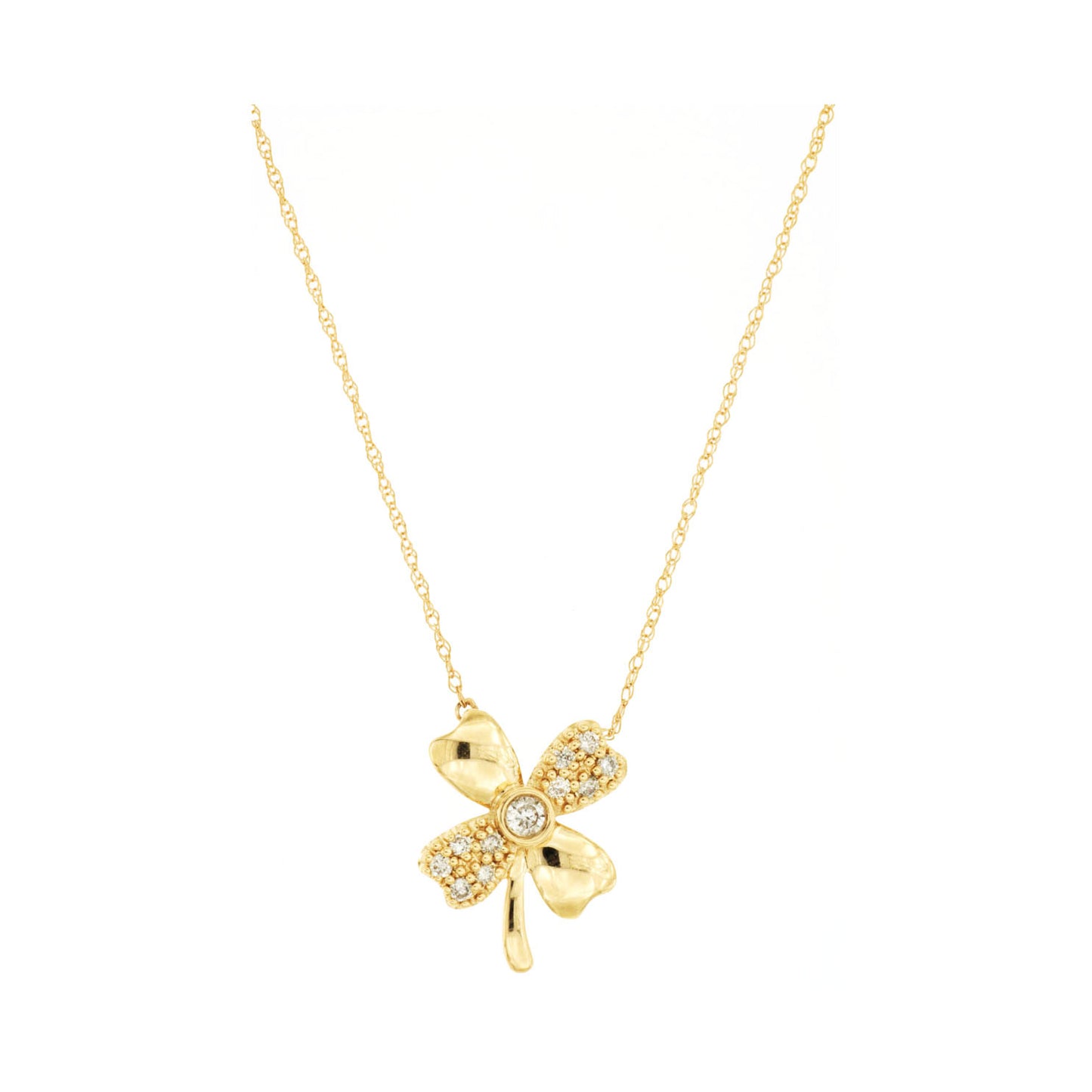 14ky Diamond Clover Pendant