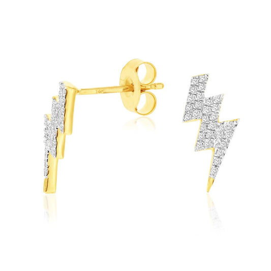 14ky Pave Diamond Lightning Earrings