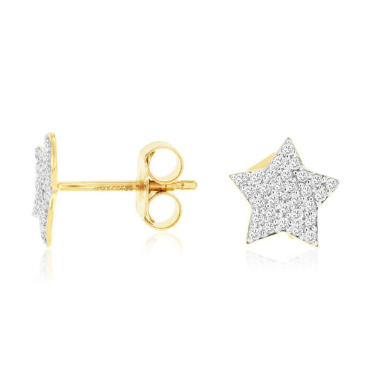 14ky Pave Diamond Star Earrings