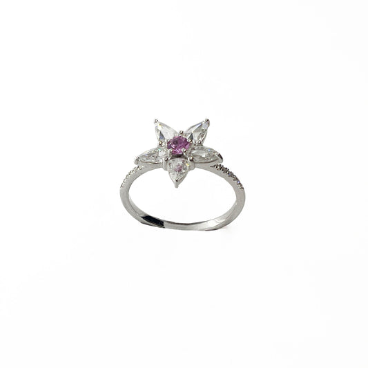 18kw Pink Sapphire and Diamond Flower Ring