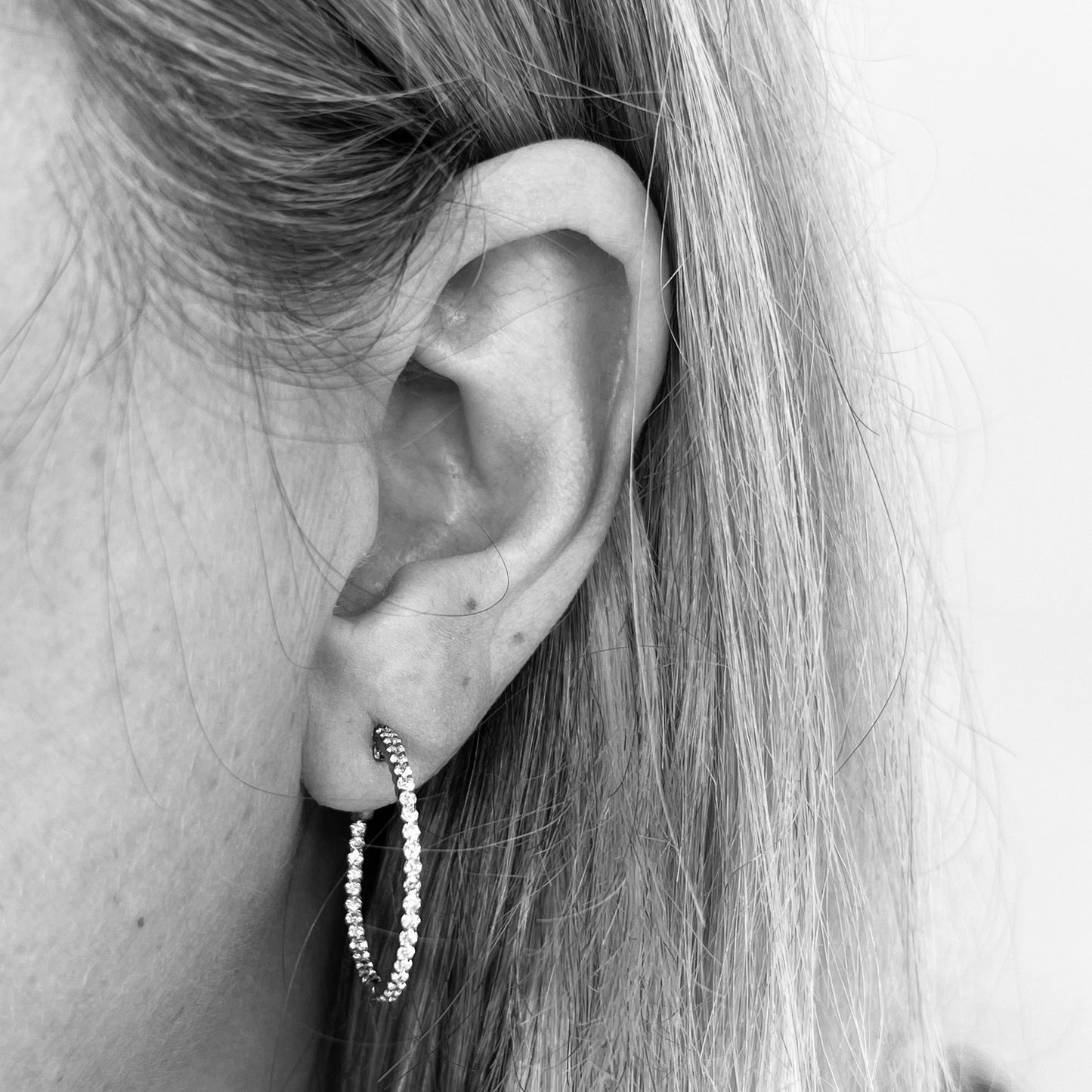 14kw Black Rhodium Diamond Hoop Earrings