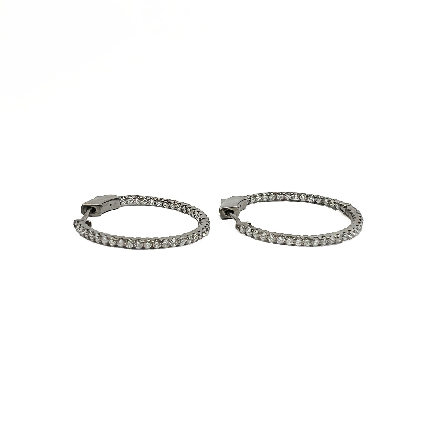 14kw Black Rhodium Diamond Hoop Earrings